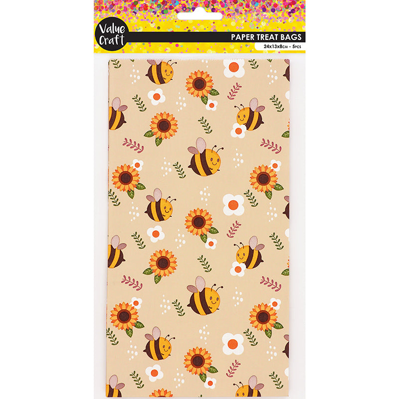 Wheat Paper Treat Bags 24X13cm Bees 5Pcs Party