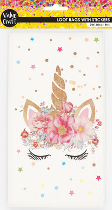 White Smoke Paper Loot Bags W Stickers Unicorn 8Pcs Paper Craft