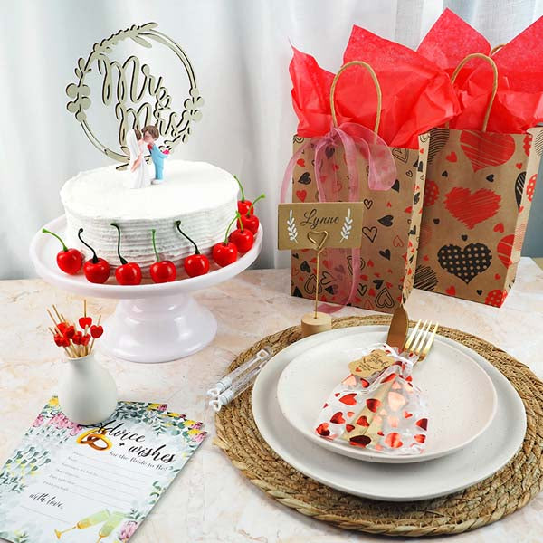 Lavender PARTY Paper Place Cards, Kraft with White leaf, 10pcs Party