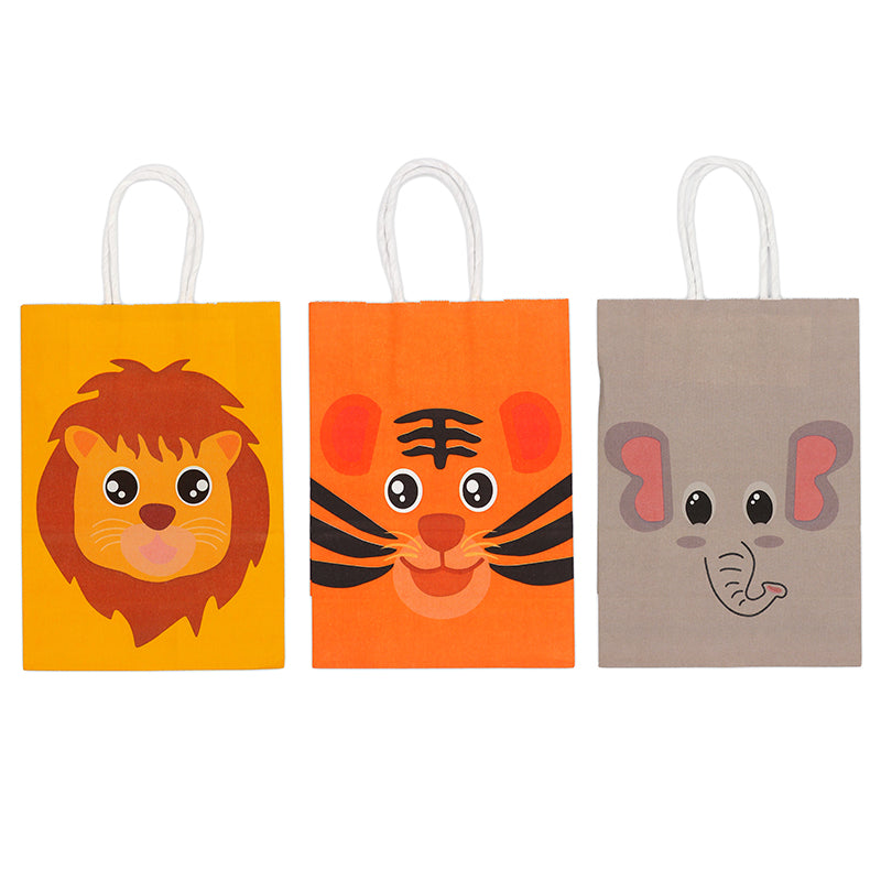 White Smoke Gift Bags 21X15cm Mixed Animals 3Pcs Party