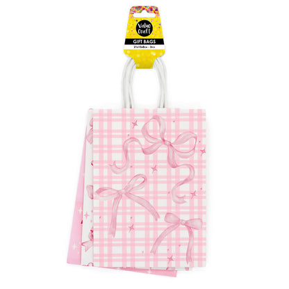 White Smoke Gift Bags 21X15cm Mixed Bows 3Pc Party
