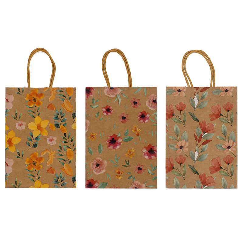 White Smoke Gift Bags 21X15cm Mixed Flowers 3Pcs Party