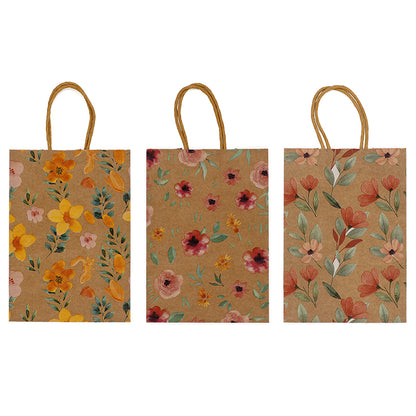 White Smoke Gift Bags 21X15cm Mixed Flowers 3Pcs Party