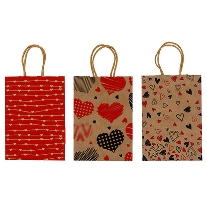 White Smoke Gift Bags 21X15cm Mixed Hearts 3Pcs Party