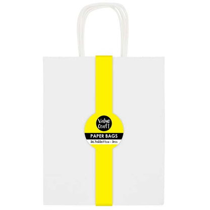 White Smoke Paper Bags, White, 26.7x22cm, 3pk Party
