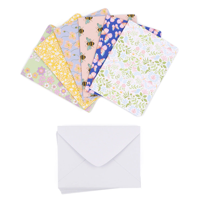 White Smoke Card Pack With Envelopes Floral 6Pc Party