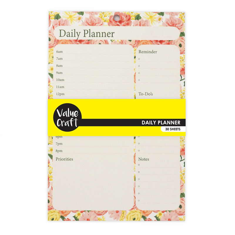 Antique White Daily Planner Floral 30 Sheets Craft Basics