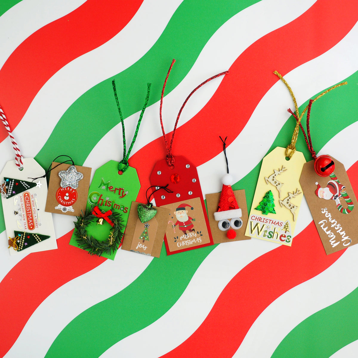 Lavender XMAS Gift Tags with String, Mixed Colours, 9.5cm, 18pk Xmas