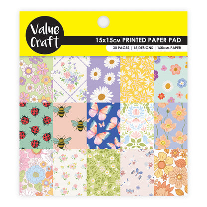 Yellow Paper Pad 15X15cm Florals 30 Sheets Stencils and Templates