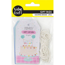 Light Gray Gift Tags Birthday Assorted 6Pc Party