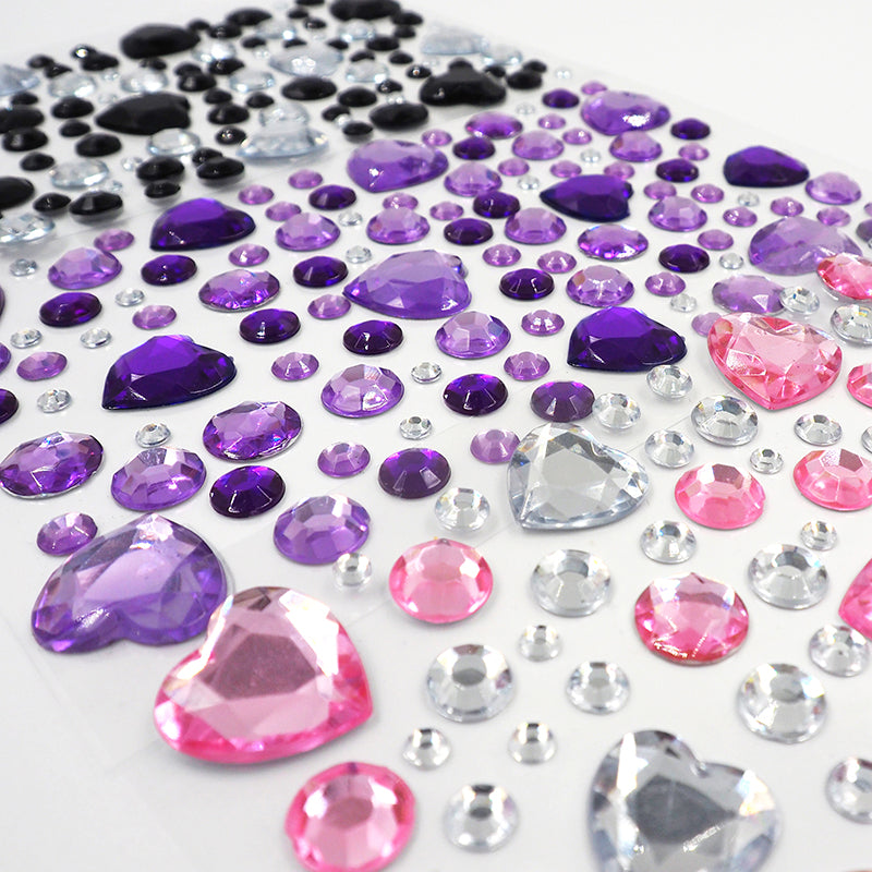 Lavender Craft Rhinestone Hearts Pink-Silver 1Sh Charms and Pendants