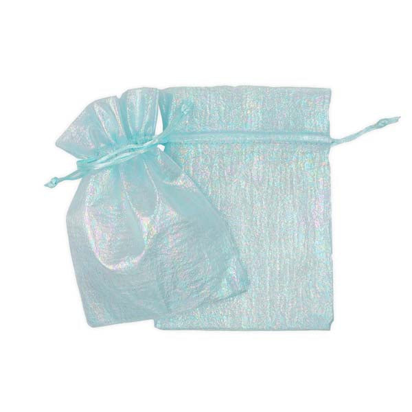 White Smoke Party Iridescent Organza Bags, Blue, 17x12.5cm, 3pk Party