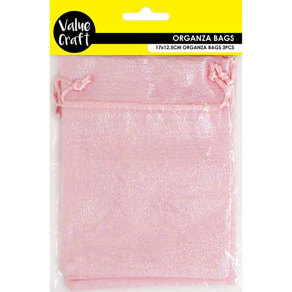 Thistle Party Iridescent Organza Bags, Pink, 17x12.5cm, 3pk Party