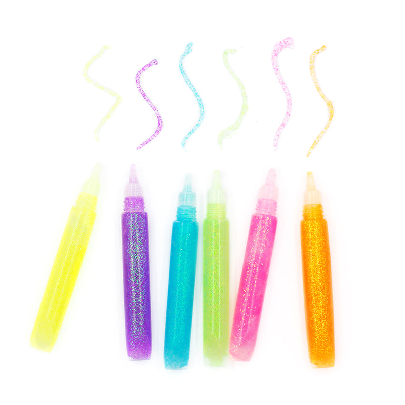White Smoke Craft Glitter Glue Set Fluro 6X10Ml Kids Glues
