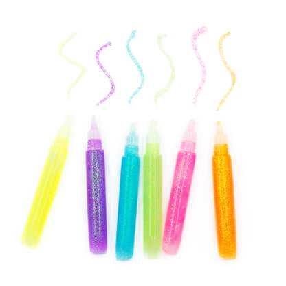 White Smoke Craft Glitter Glue Set Fluro 6X10Ml Kids Glues