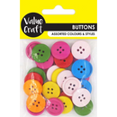 Yellow Wooden Buttons, Assorted Colours & Sizes, 20g Kids Craft Basics