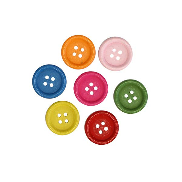 White Smoke Wooden Buttons, Assorted Colours & Sizes, 20g Kids Craft Basics