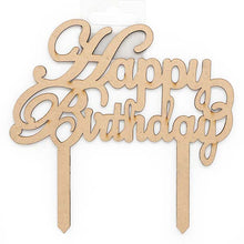 White Smoke Wooden Cake Topper, Happy Birthday, 1pk Woodcraft