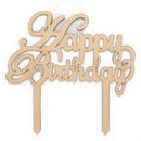 White Smoke Wooden Cake Topper, Happy Birthday, 1pk Woodcraft