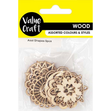 Yellow Wooden Shapes, Assorted Flowers, 9pcs Woodcraft
