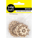 Yellow Wooden Shapes, Assorted Flowers, 9pcs Woodcraft