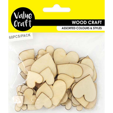 Yellow Wooden Shapes, Assorted Hearts, 60pcs Woodcraft