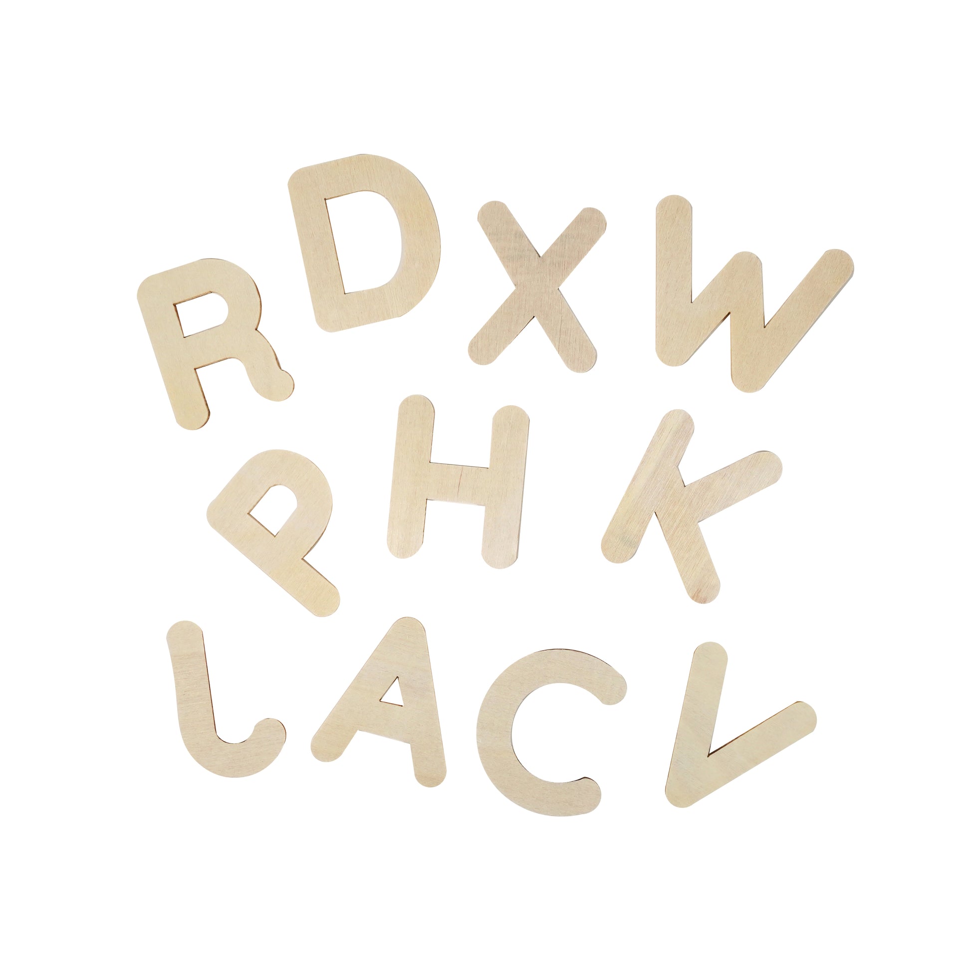 White Smoke Wooden Shapes, Assorted Alphabet Letters, 20pcs Woodcraft