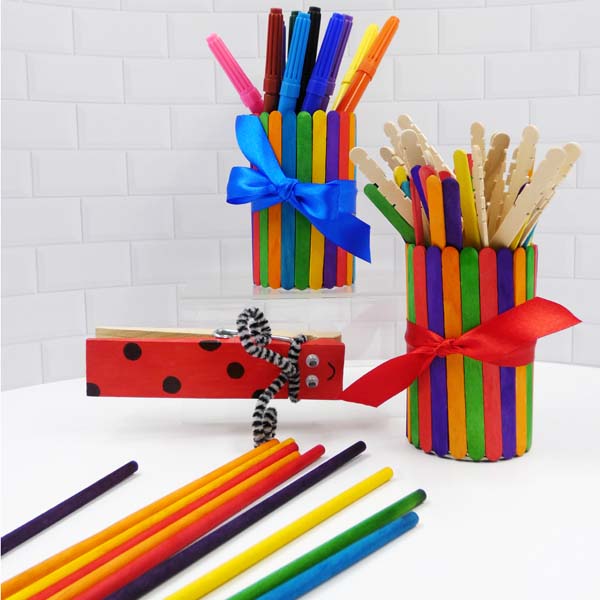 Light Gray Wooden Icy Pole Pop Sticks, Assorted Colours, 11.5cm, 100pcs Kids Craft Basics