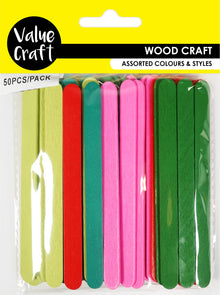 Yellow XMAS Wooden Icy Pole Pop Sticks, Assorted Colours 11.4cm, 50pcs Xmas