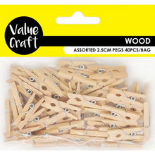 Yellow Wooden Pegs, Natural, 2.5cm, 40pk Woodcraft