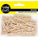 Yellow Wooden Pegs, Natural, 2.5cm, 40pk Woodcraft