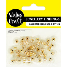 Seashell Jewellery Findings Earring Comfort Studs 15mm Gold 50Pcs Charms and Pendants