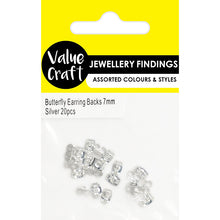 White Smoke Jewellery Findings Butterfly Earring Backs 7Mm Slv 20Pc Charms and Pendants