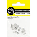 White Smoke Jewellery Findings Butterfly Earring Backs 7Mm Slv 20Pc Charms and Pendants