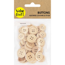 White Smoke Wooden Buttons, Assorted Sizes, 40pk Kids Craft Basics