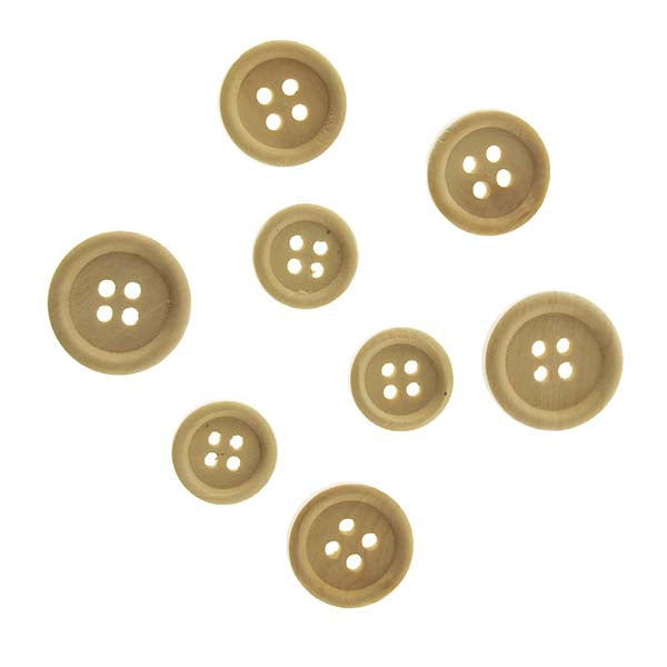 White Smoke Wooden Buttons, Assorted Sizes, 40pk Kids Craft Basics