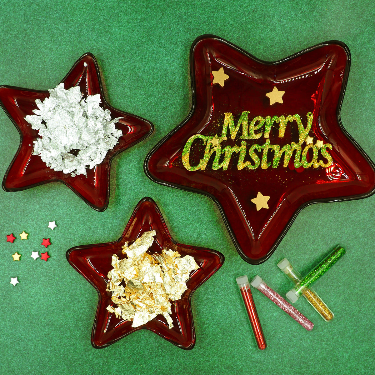 Sea Green XMAS Foil Flakes, Silver Colours, 4g Xmas