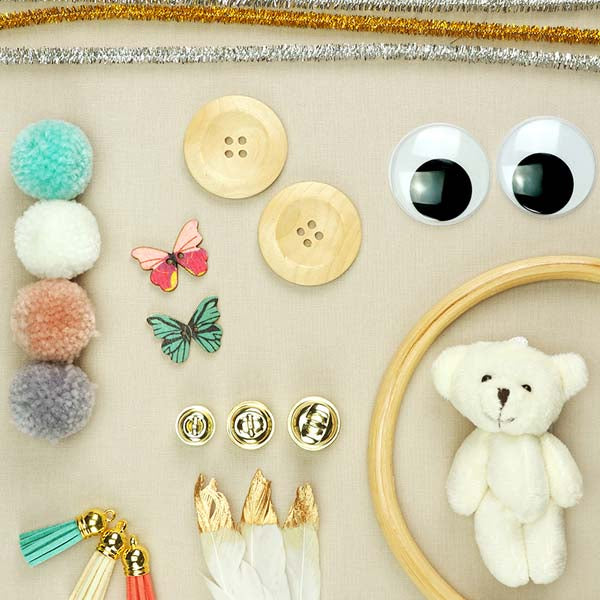 Light Gray Wooden Buttons, Butterfly Assortment, Assorted Colours, 20pk Kids Craft Basics