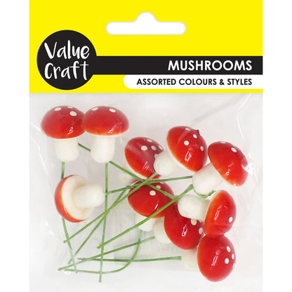 Yellow Craft Mushrooms Medium with Stem 10Pc Enchanted Forest