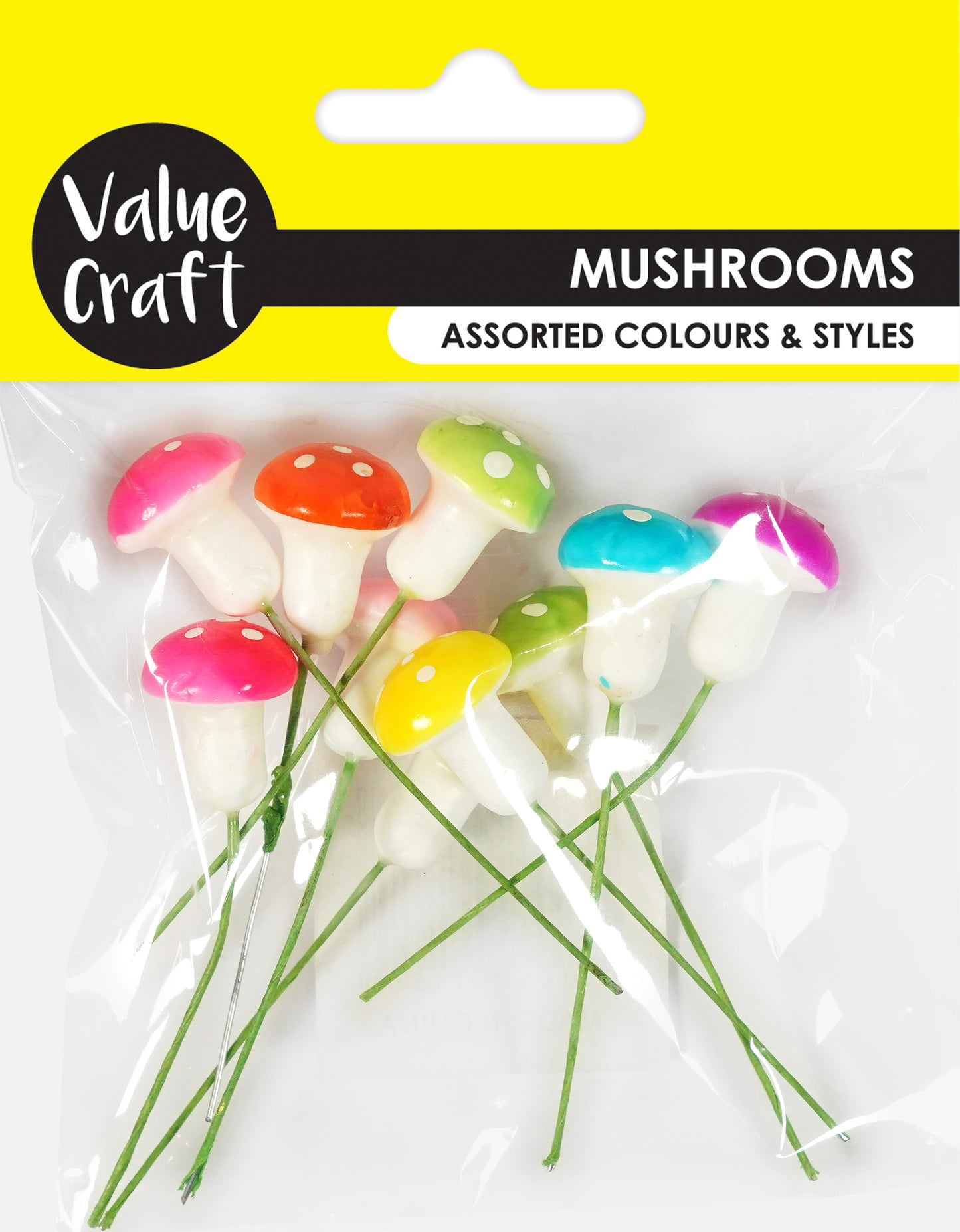 Lavender Craft Mushrooms with Stems Multi 10Pc Enchanted Forest