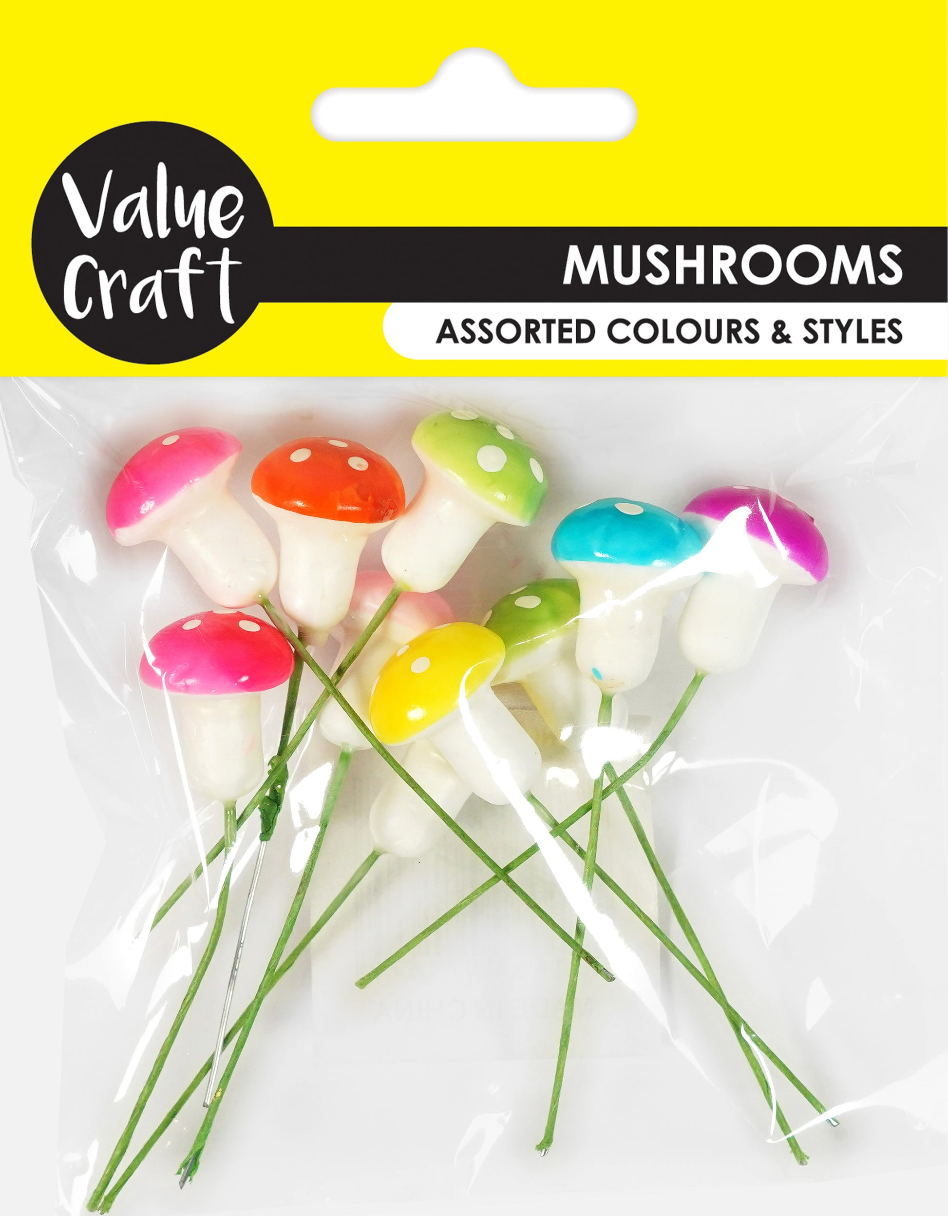 Lavender Craft Mushrooms with Stems Multi 10Pc Enchanted Forest