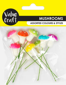 Lavender Craft Mushrooms with Stems Multi 10Pc Enchanted Forest