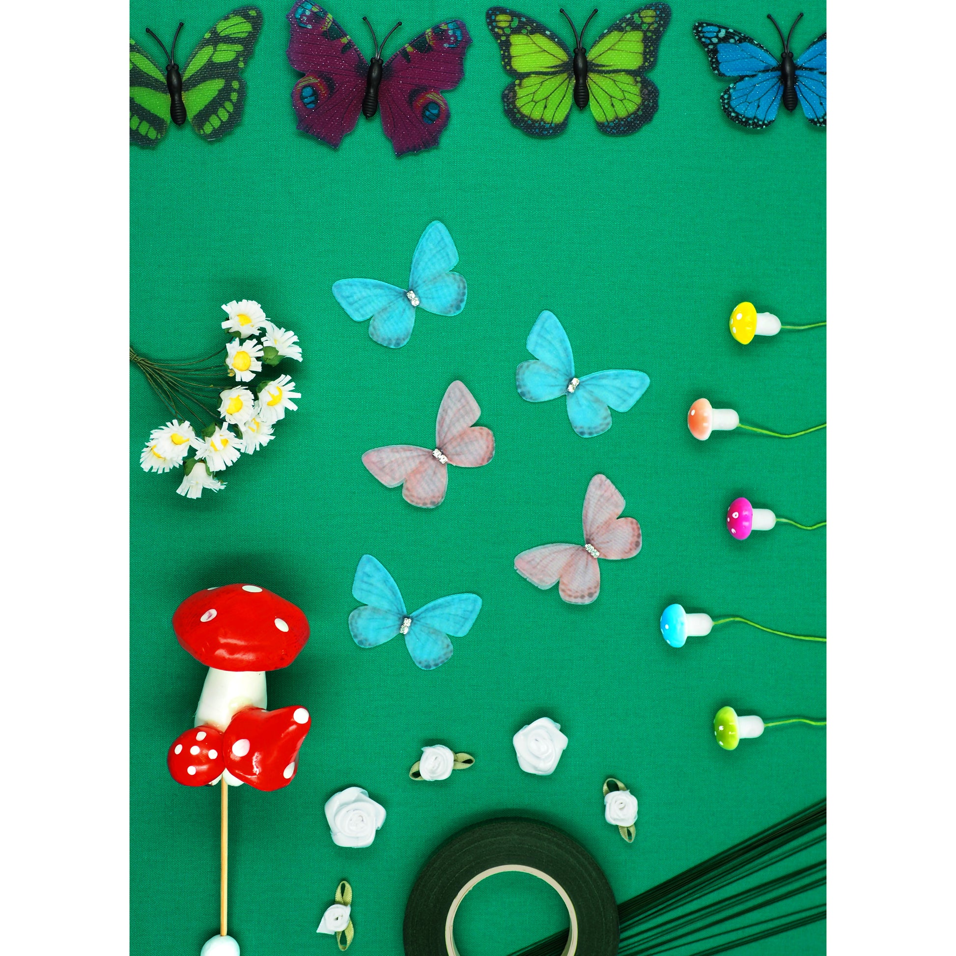 Dark Cyan Craft Mushrooms with Stems Multi 10Pc Enchanted Forest
