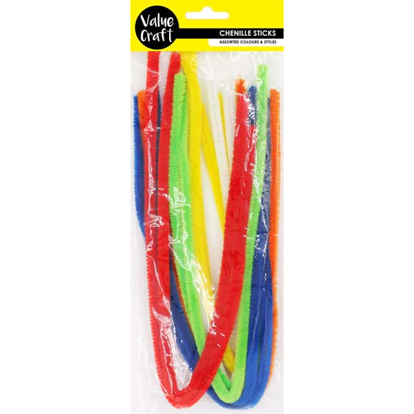 White Smoke Giant Chenille Sticks, Assorted Bright Colours, 12pk Kids Activities