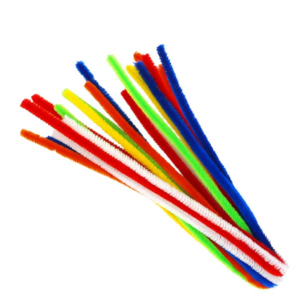 White Smoke Giant Chenille Sticks, Assorted Bright Colours, 12pk Kids Activities