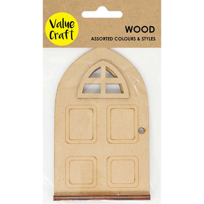 Tan Wooden Shapes, Fairy Door, 12.5cm, 1pcs Woodcraft