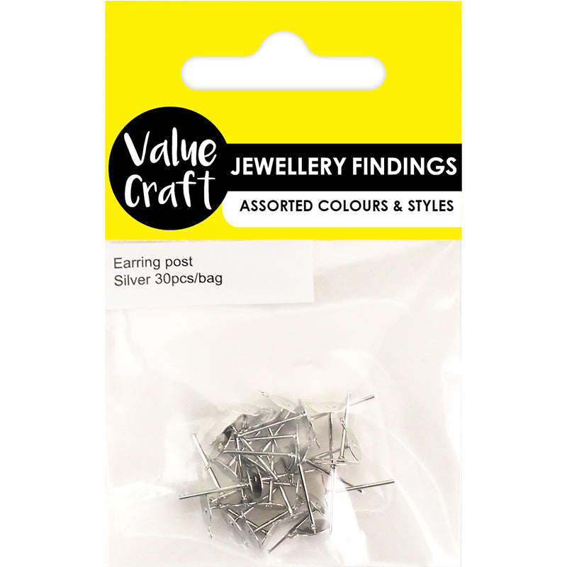 White Smoke Jewellery Findings Earring Post W Hole Silver 30Pcs Charms and Pendants