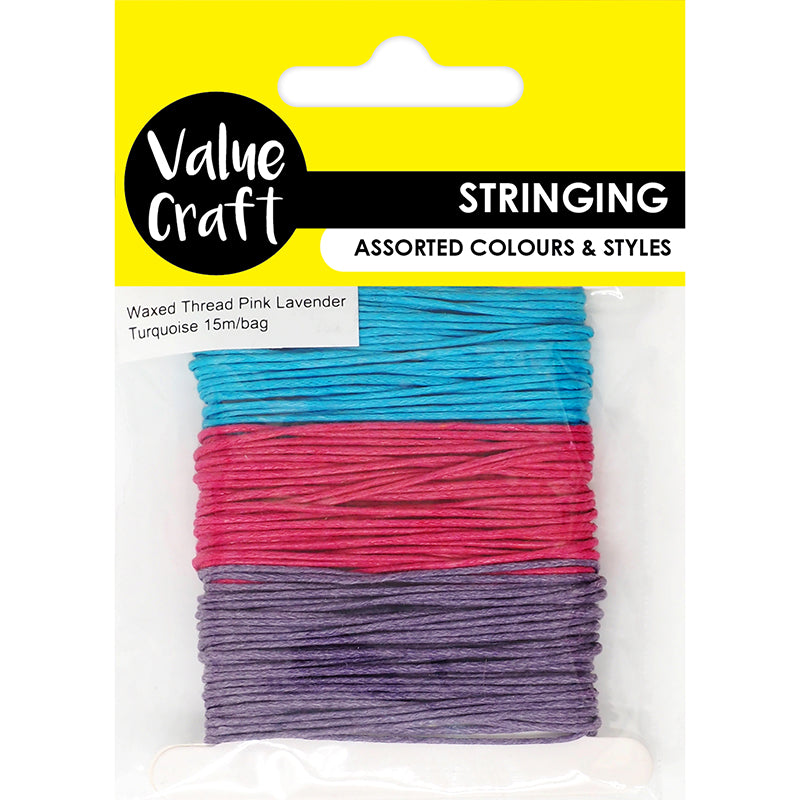 Yellow Jewellery Findings Waxed Thread Pink-Lav-Turq 15M Charms and Pendants