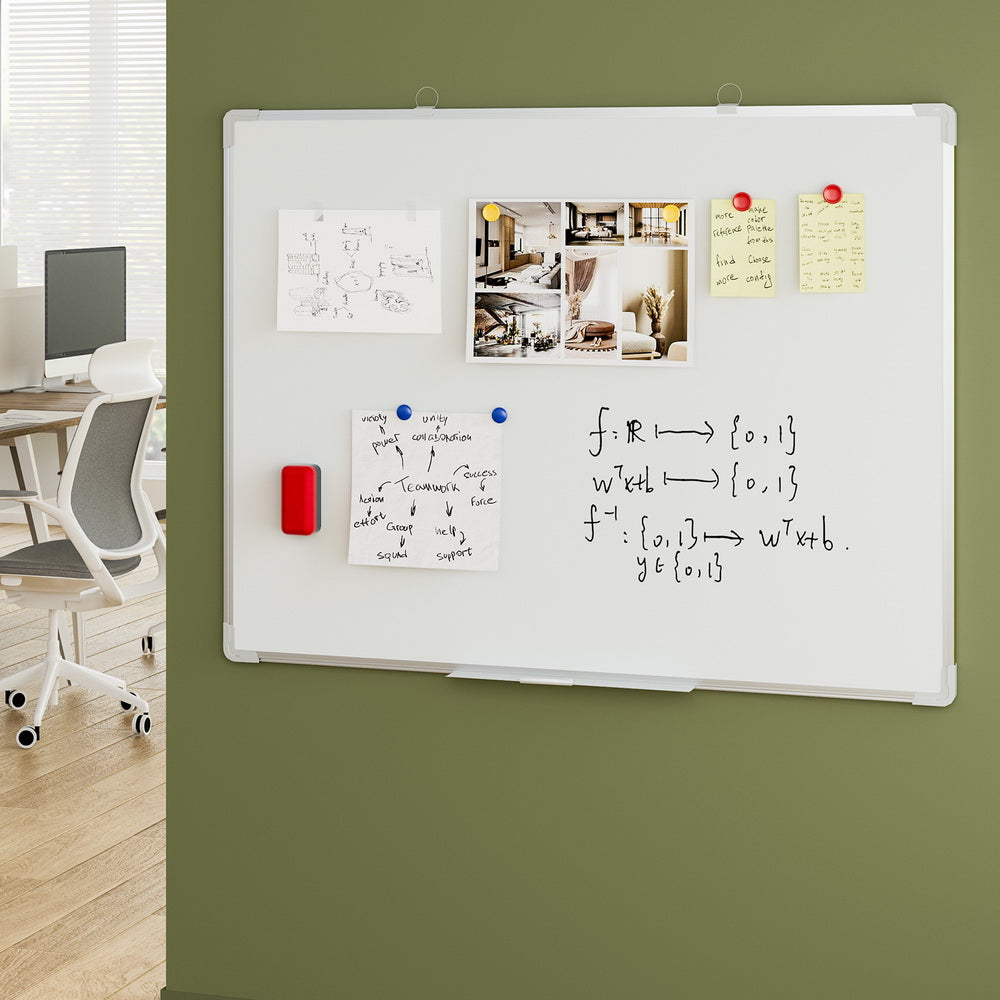 Light Gray Magnetic Whiteboard 90x120cm Erase Board Marker Eraser Tray Home Office School Furniture > Office > Desks