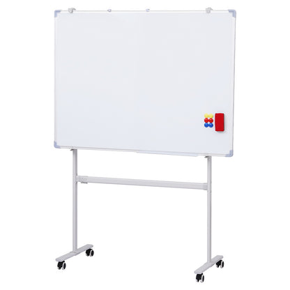 White Smoke 90x120cm Standing Whiteboard with Wheels Magnetic Double-Sided Erase Board